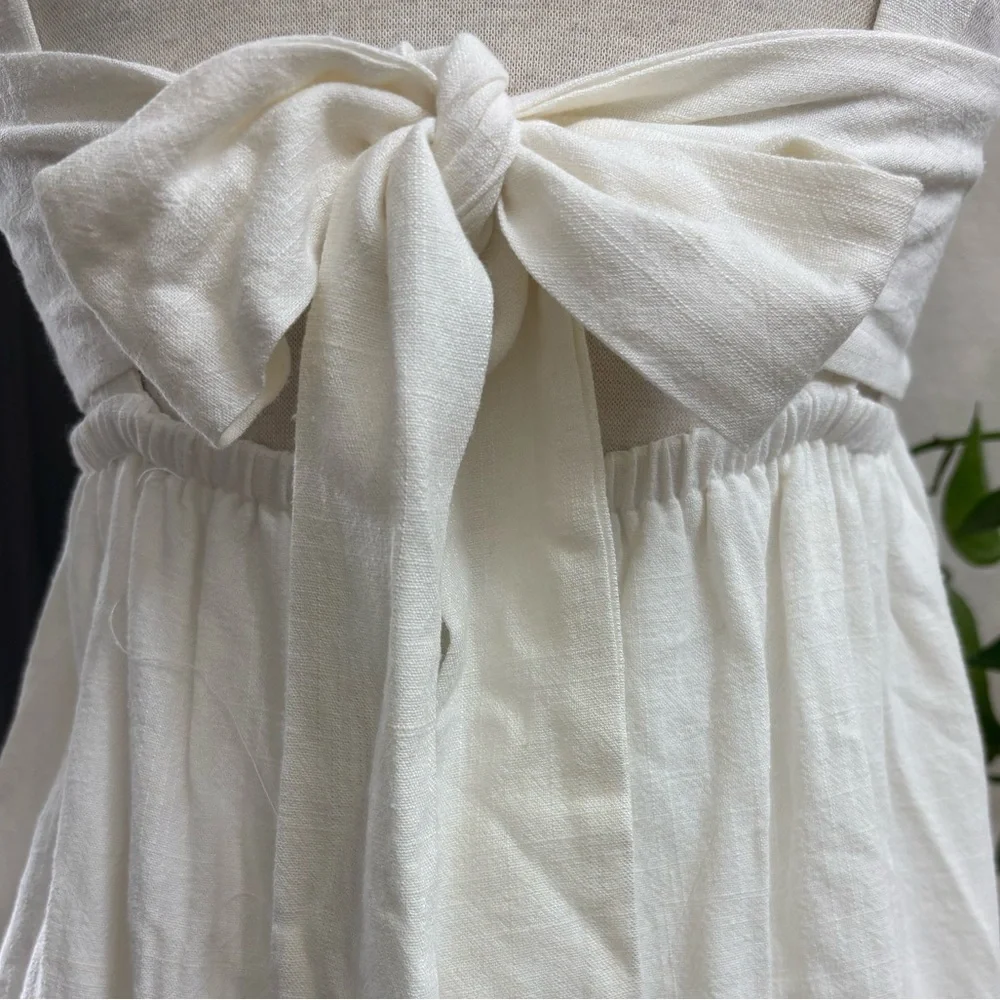 NWT Lulu's Darling Perfection White Tiered Tie-Back Mini Skater Dress | Size M - Picture 8 of 12